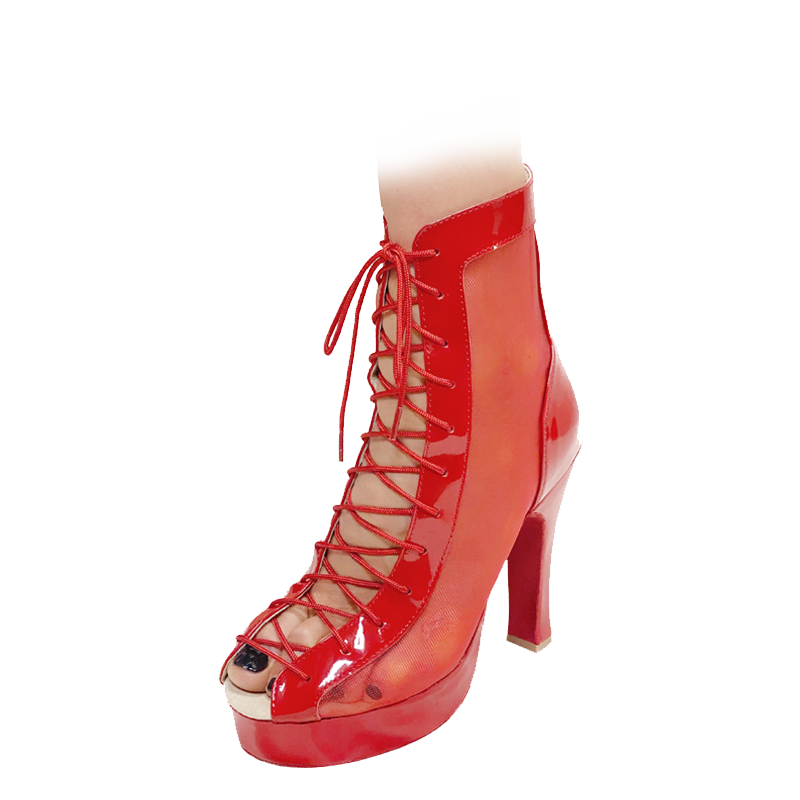 Godiva Chic Red Patent & Red Mesh Platform